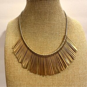 Stella & Dot “Essential Fringe” Necklace - gold tone statement/ bib style